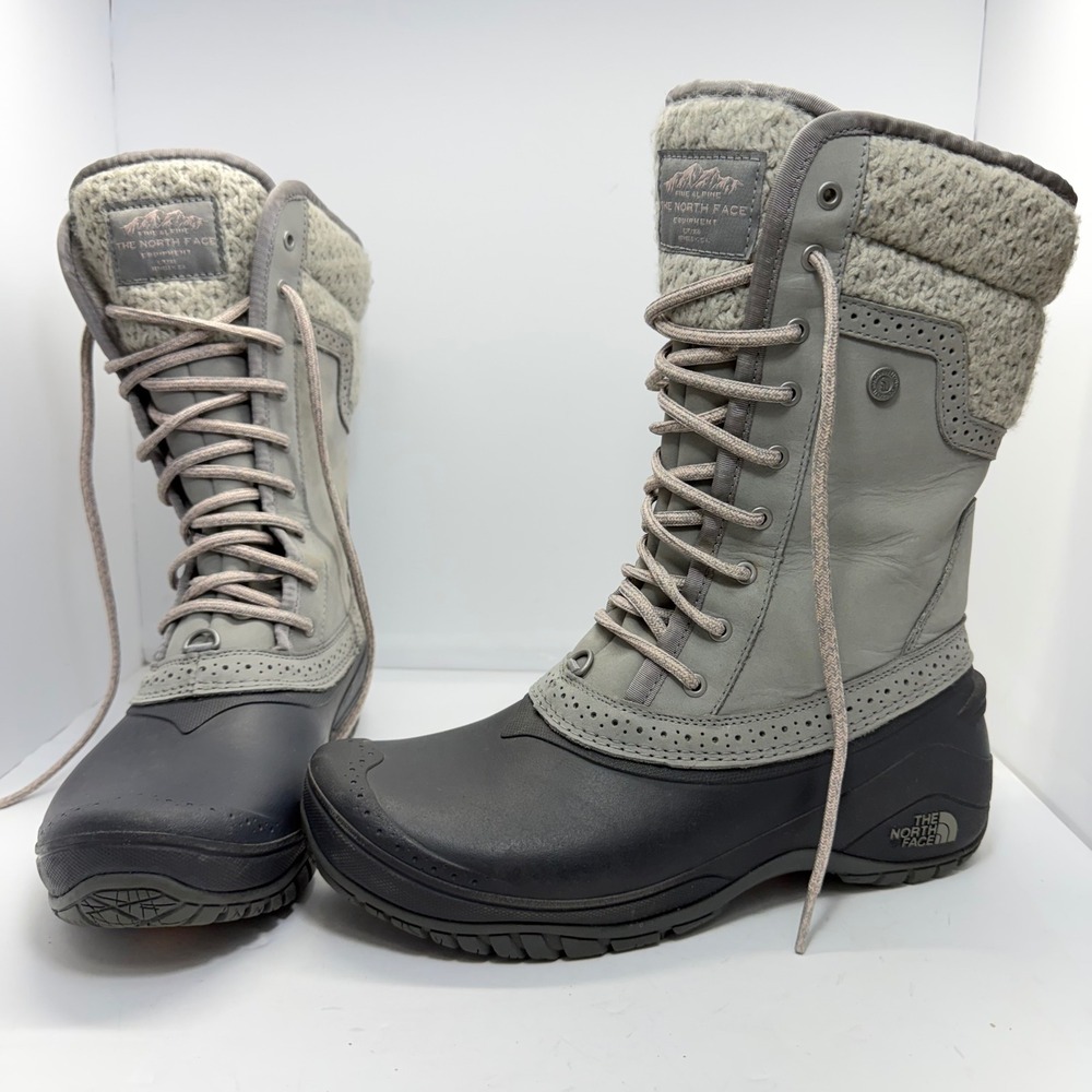 The North Face Shellista II Tall Boots Womens 10 Gray Waterproof Insulated Snow